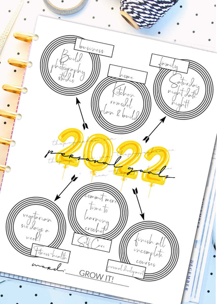 Printable 2022 Personal Goals Vision Board Planner or Binder Insert