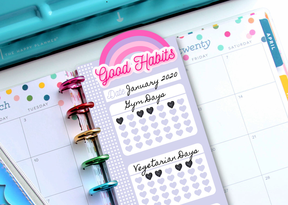 Monthly Habit Tracker Printable Planner Tab Divider Page Marker Die Cu –  The Paper Hen