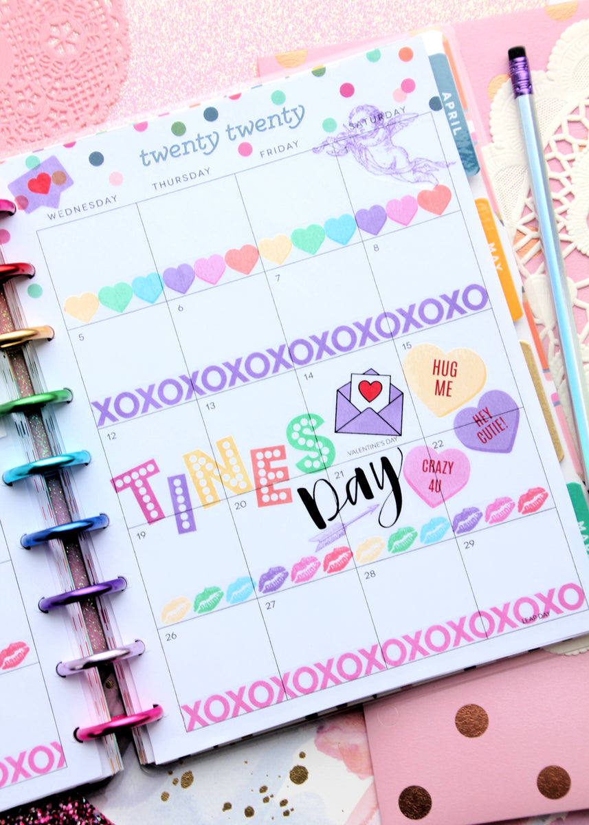 Valentine's Day Washi Tape Printable Planner Stickers, Washi Tape