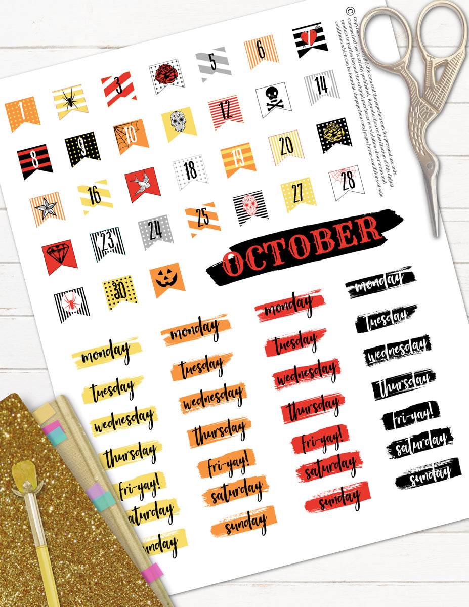 Spooky & Cute-Planner Sticker Sheet — THE HAPPY SKULL STUDIO