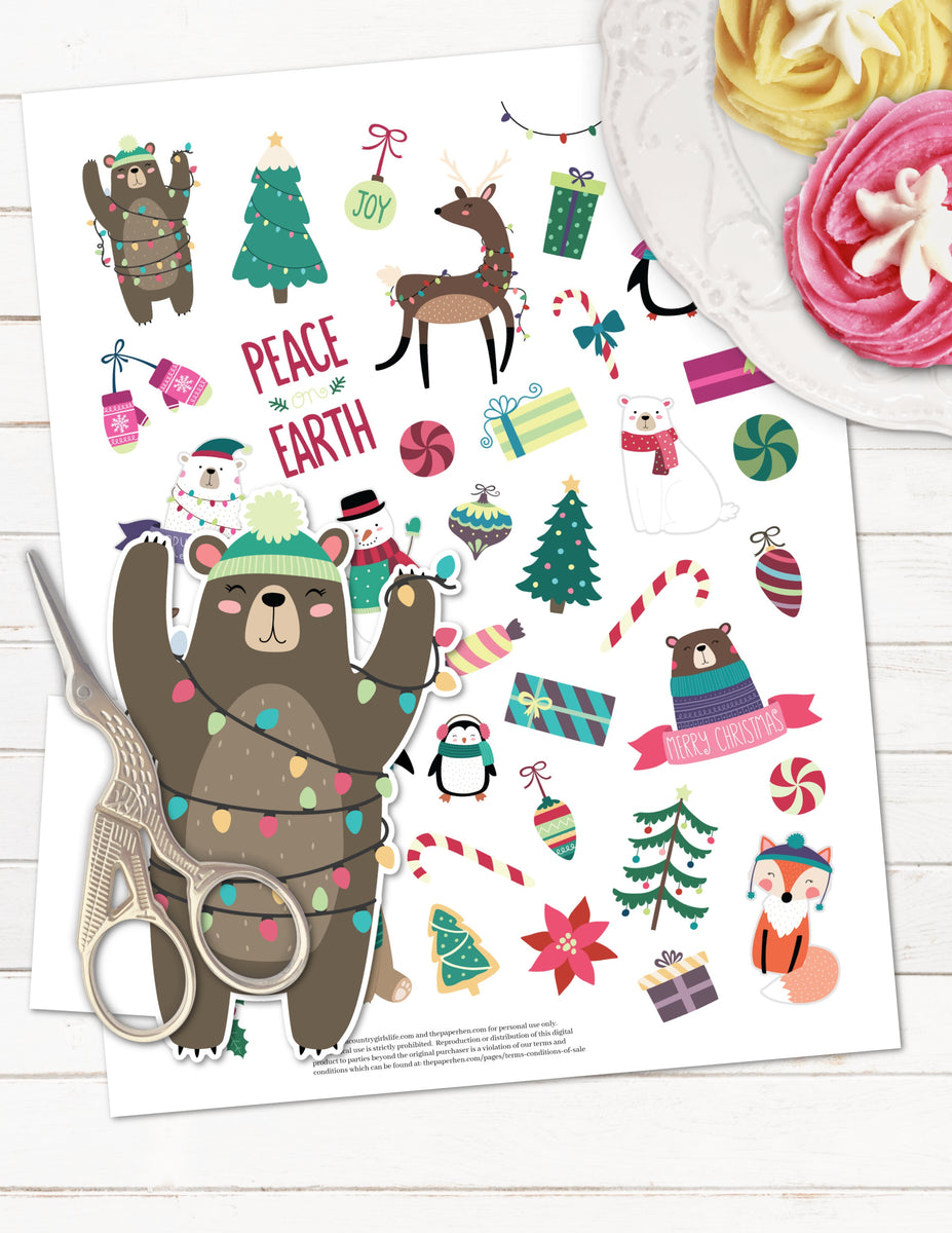 Christmas Stickers / Holiday Stickers / Die Cut Stickers / Reindeer  Stickers / Glossy Paper Stickers / Matte Paper Sticker