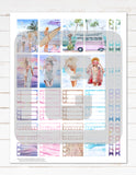 Printable Planner Stickers Watercolor Summer Beach Girls Surfing