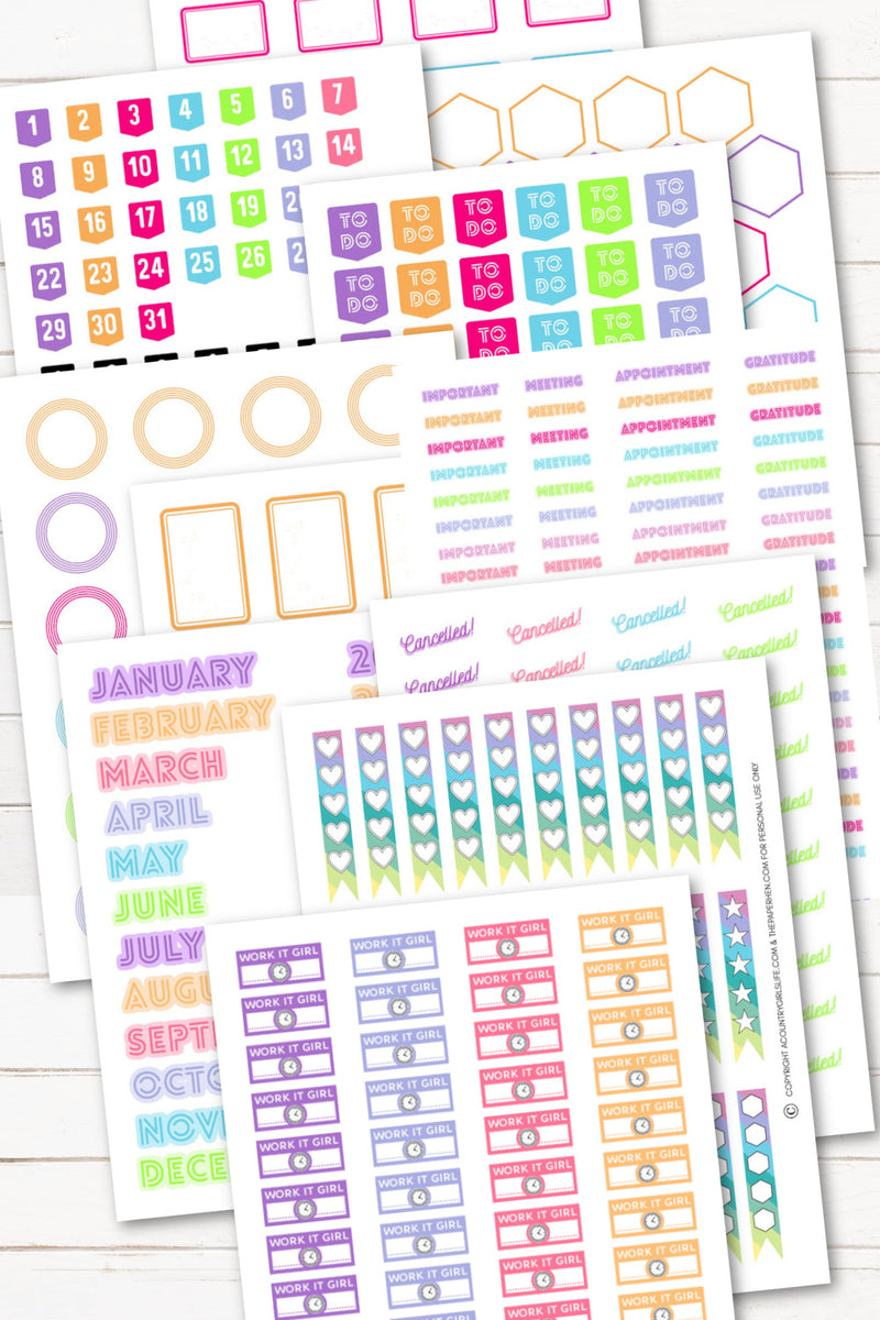 Sticker Sheets, Productivity Stickers™ V2  Planner stickers, Happy planner  stickers, Free planner stickers