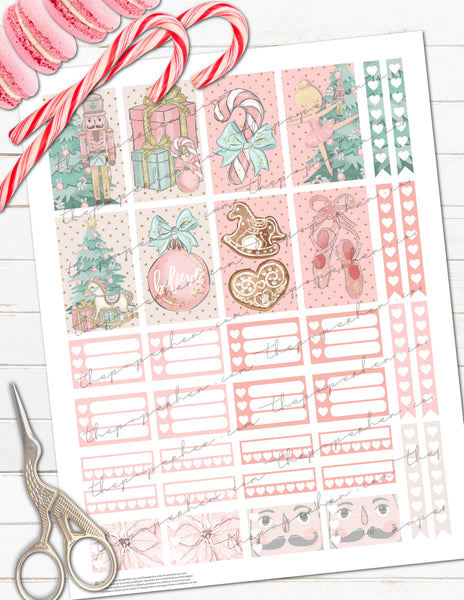 Printable Planner Sticker Kit for Christmas - Holiday Sugar Plum Fairy Nutcracker
