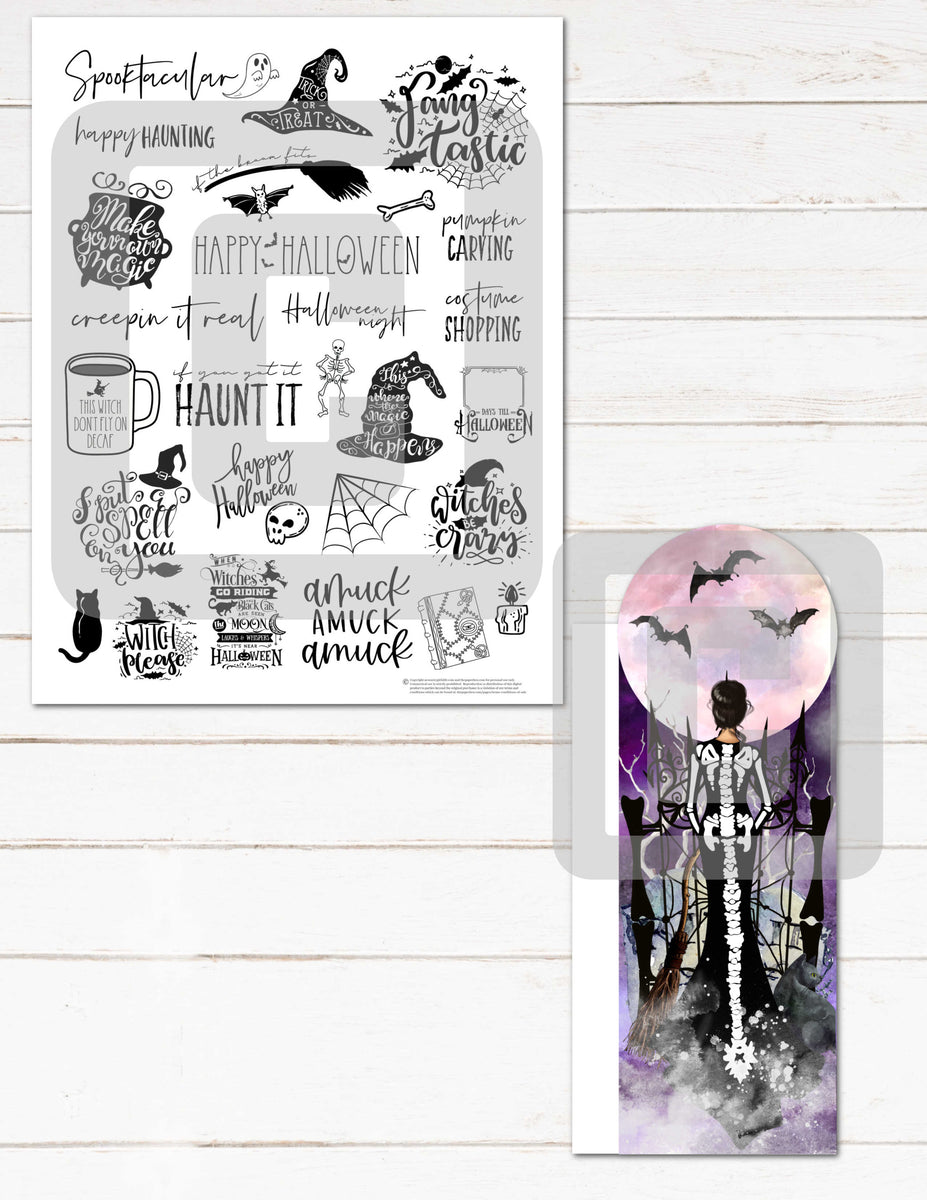 Girls Watercolor Spooky Halloween Personalized Monogram Design