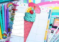Summer Ice Cream Cone Printable Planner Page Marker  Tab Divider  Die Cut