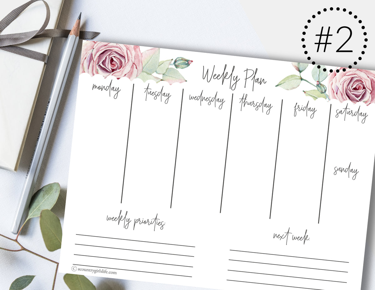 Printable Floral Weekly Planner Calendar To-Do List – The Paper Hen
