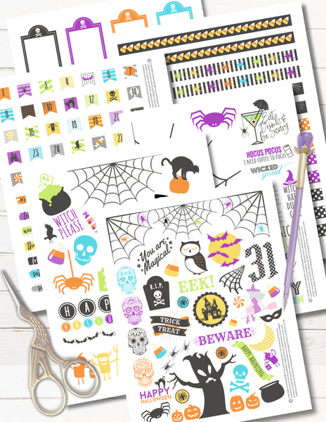 printable halloween sticker kit