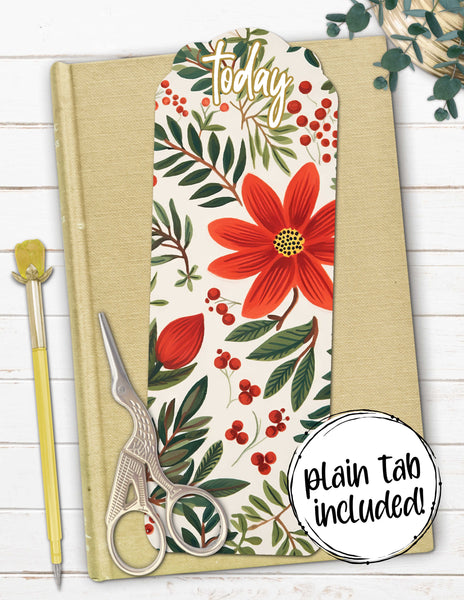 Floral Christmas Printable Page Marker Tab Divider for The Happy Planner Classic