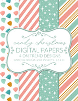 Printable Christmas Digital Papers Pack- 4 Sheets Pink