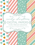 Printable Christmas Digital Papers Pack- 4 Sheets Pink