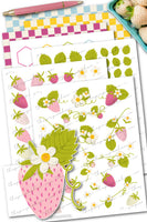Strawberry Planner Stickers Printable & Digital Papers