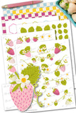 Strawberry Planner Stickers Printable & Digital Papers