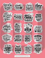 sarcastic and sassy printable planner stickers for wine lovers