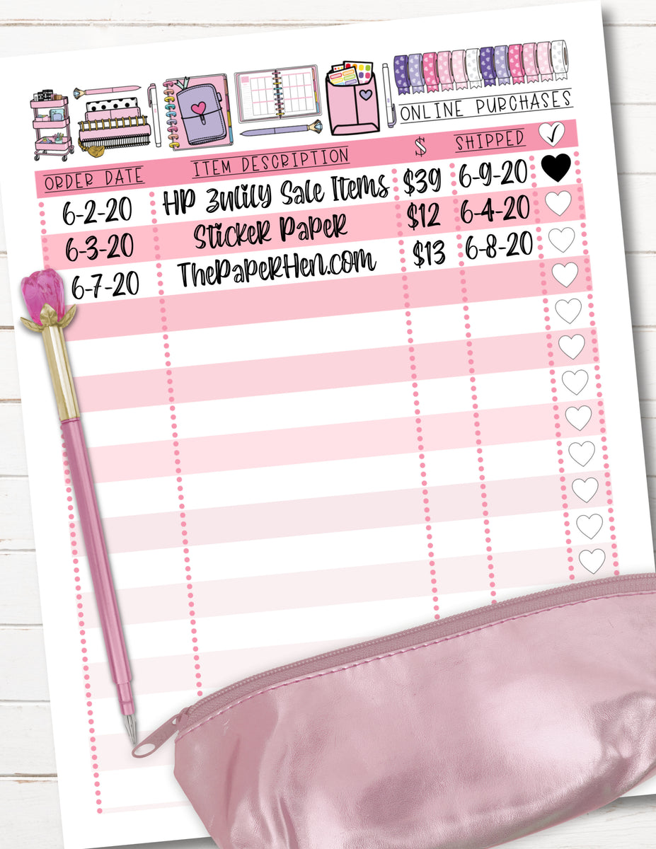 Printable Online Orders or Purchases Tracker Log Planner Binder Insert ...