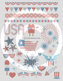 4th of July Patriotic Themed Printable Planner Stickers