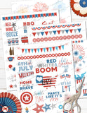 4th of july printable planner stickers kit