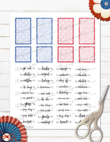 4th of july printable planner stickers kit digital papers