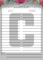 printable christmas holiday guest list planner 