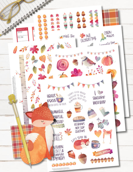 printable fall planner stickers for planner decorating
