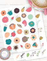 floral printable planner stickers for spring and summer