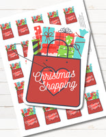 Printable Christmas Shopping Happy Planner Reminder Stickers for Mini, Classic, Big Planners