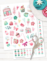 printable Christmas planner stickers candy gingerbread theme