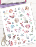 beach sea shell printable planner stickers