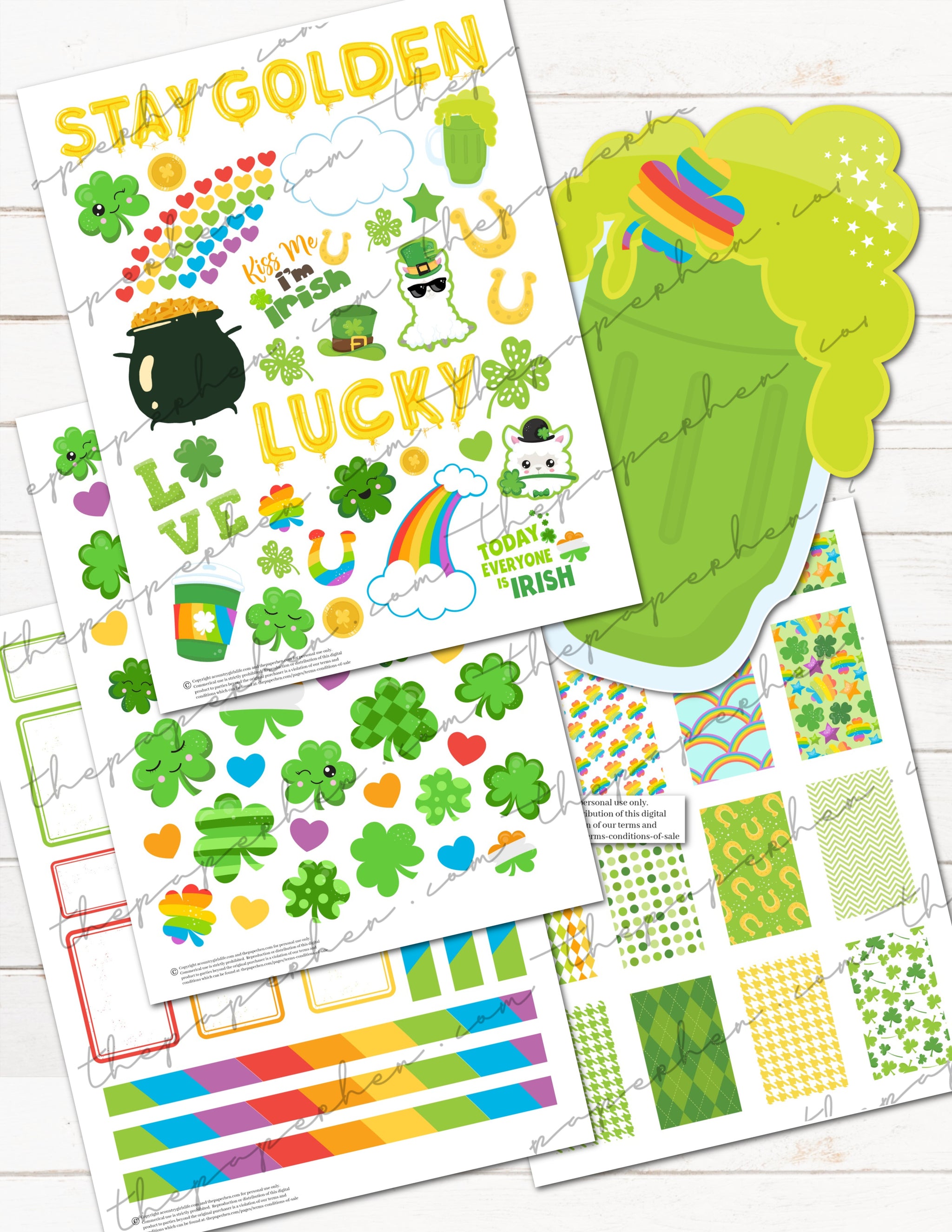 St. Patrick&rsquo;s Day Printable Planner Stickers Mega Kit – The Paper Hen
