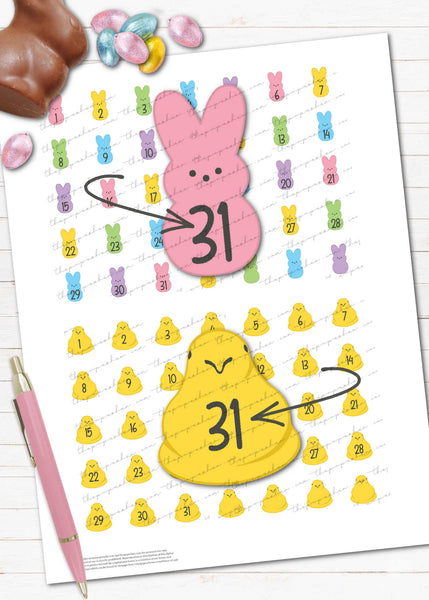 Easter Bunny Peeps Printable Planner Stickers for Redate Date Cover Countdown