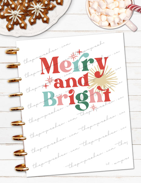 Printable Christmas Holiday Planner Cover Custom DIY Merry and Bright