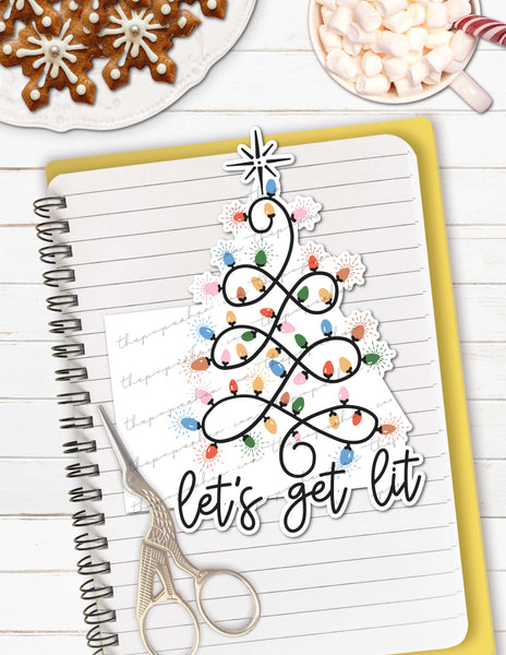 Printable Planner Page Marker | Tab Divider | Die Cut - Christmas Lights Let's Get Lit