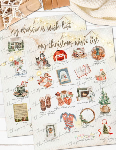 Printable Christmas Holiday Planner Stickers DIY Bucket List