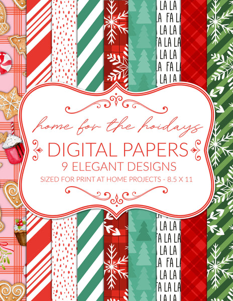 printable Christmas digital papers pack