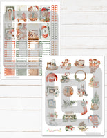 Printable Christmas Holiday Planner Stickers Watercolor Farmhouse Hygge