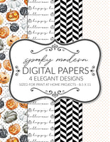 Printable Digital Paper Pack for Halloween Modern 4 Sheets