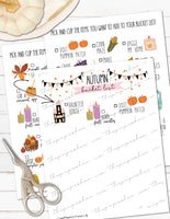 Printable Fall Autumn Bucket List Planner Stickers for Planner Decorating 
