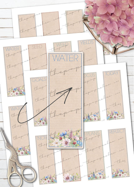 Printable Floral Garden List or Note Making Planner Stickers