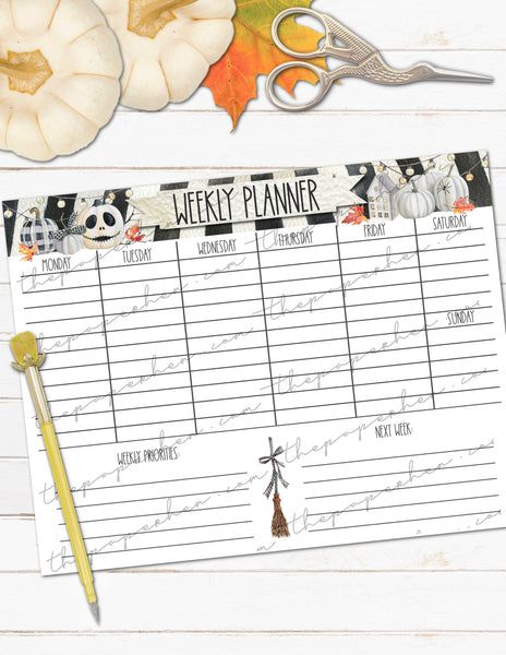 printable halloween weekly planner to do list checklist calendar farmhouse theme