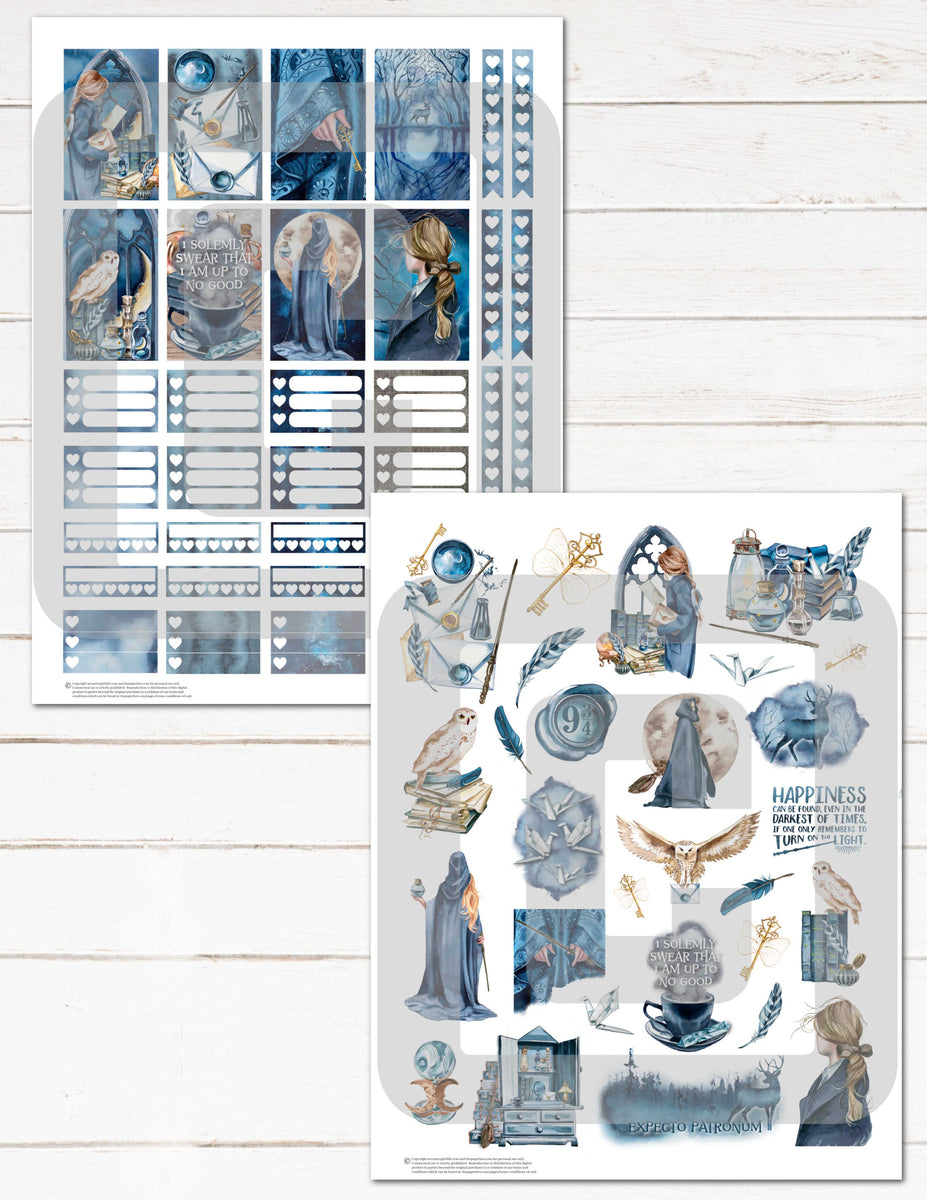 Printable Female Wizard Planner Stickers Watercolor Style – The Paper Hen