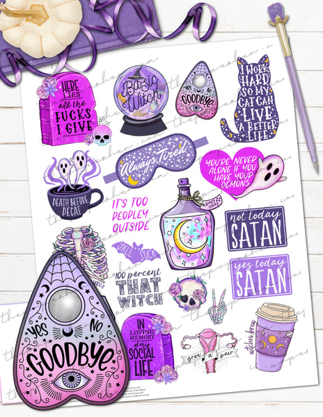 printable sarcastic sassy planner stickers for halloween
