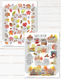 Printable Thanksgiving Watercolor Planner Stickers for Fall Autumn Planner Kit