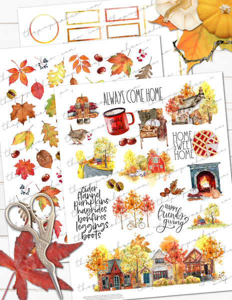 November Monthly Bullet Journal Sticker Kit Autumn Thanksgiving