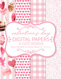 Printable Valentines Day Digital Papers Pack