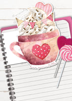 Valentine's Day Latte Coffee Printable Planner Tab Divider Die Cut Page Marker