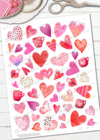 Printable Valentines Day Planner Stickers Hearts Coffee