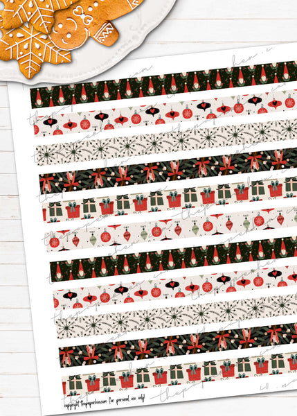 Printable Washi Tape for Christmas Holiday Scandinavian Hygge