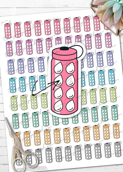 Printable Hydration Water Habit Tracker Planner Stickers