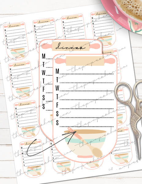 printable weekly meal planning planner stickers